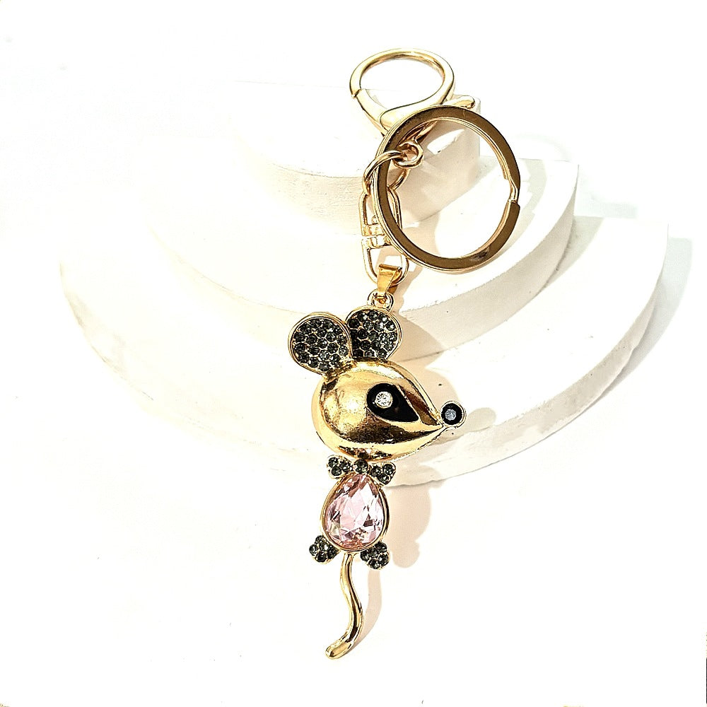 [Clearance specials] Cross-border European and American alloy diamond-encrusted cute animal keychain car pendant bag pendant