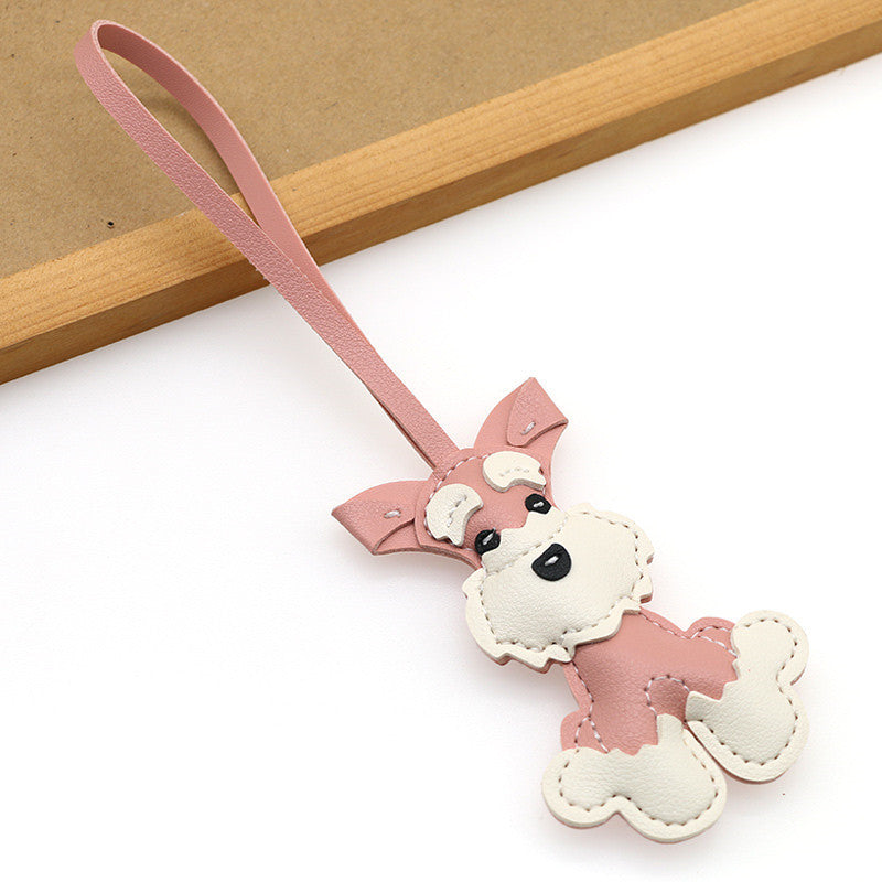 New Leather Schnauzer Bag Pendant, Cute Puppy Pendant, Niche Jewelry, Car Keychain, Girl Gift
