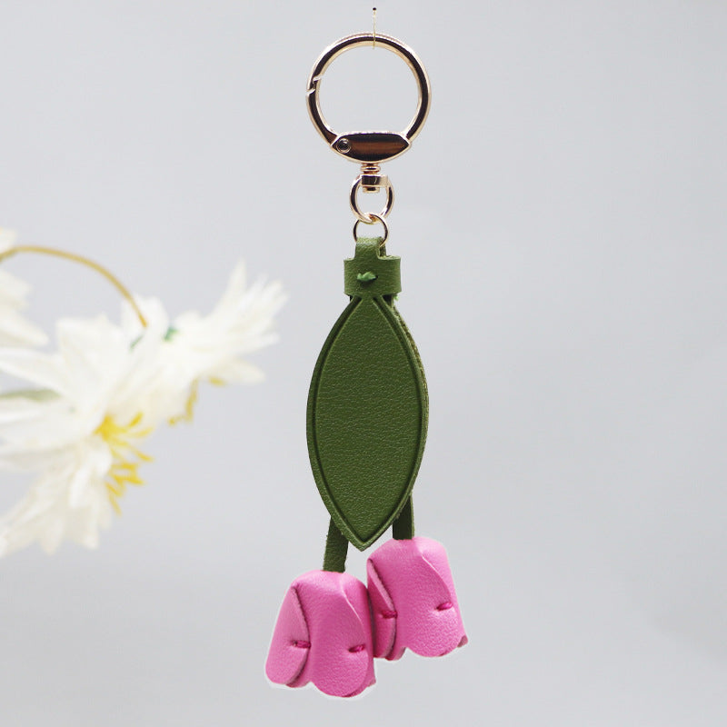 Little red book with tulip keychain cute personality car key bag pendant can be printed logo factory direct sales