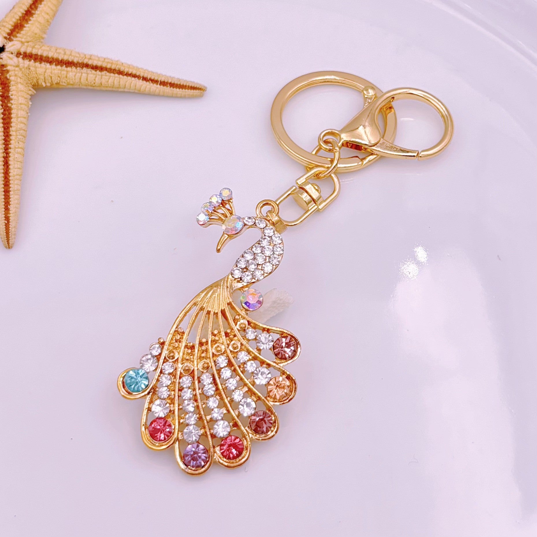 [Clearance specials] Cross-border European and American alloy diamond-encrusted cute animal keychain car pendant bag pendant