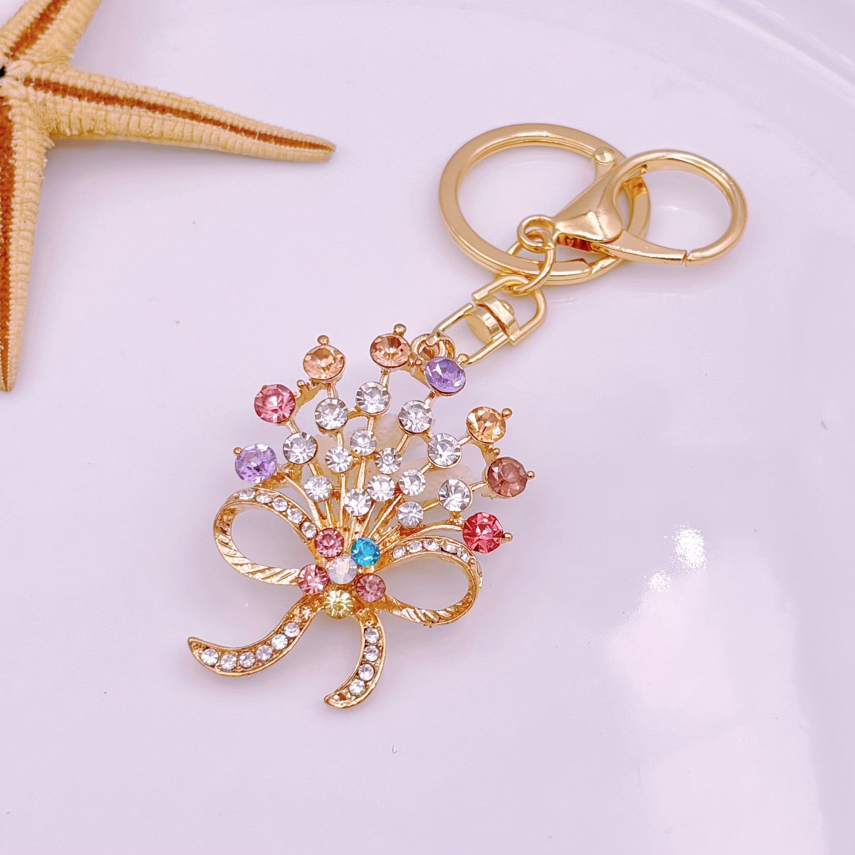 [Clearance specials] Cross-border European and American alloy diamond-encrusted cute animal keychain car pendant bag pendant