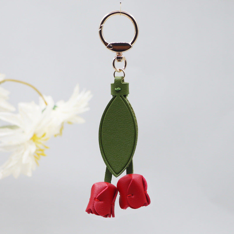 Little red book with tulip keychain cute personality car key bag pendant can be printed logo factory direct sales