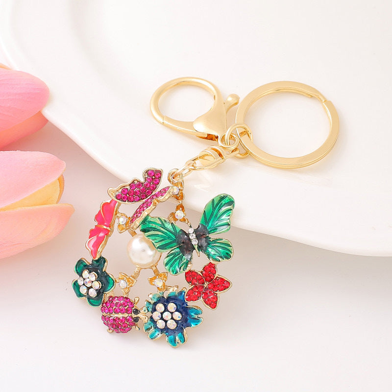 [Clearance specials] Cross-border European and American alloy diamond-encrusted cute animal keychain car pendant bag pendant