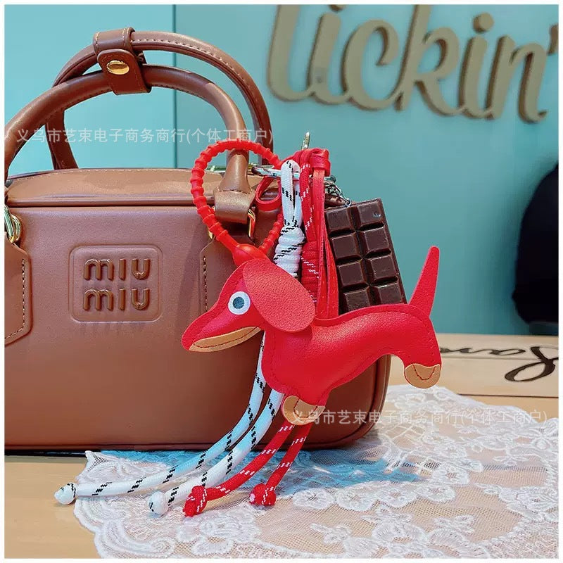 Cross-border Miu Bag Pendant Dachshund Doll Pendant School Bag Car Pendant Advanced Sense Keychain Gift