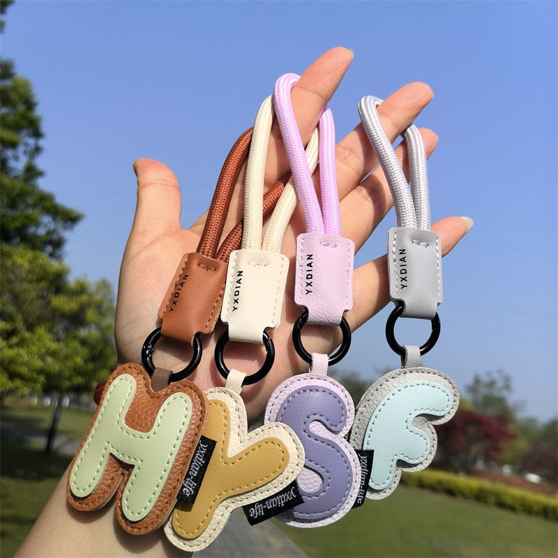 English Letter Cross-border Good Luck Keychain Pendant Anti-lost Couple Creative Personality Men's and Women's Wedding Gift Ins