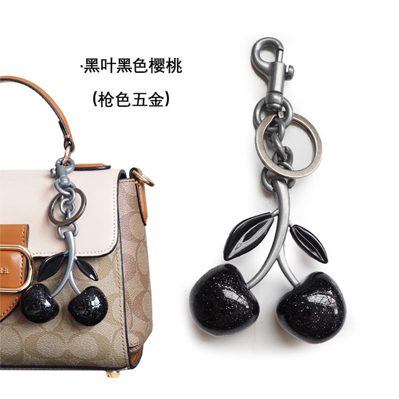 Factory direct Amazon jewelry package pendant cherry key buckle air car cherries crystal powder resin key chain