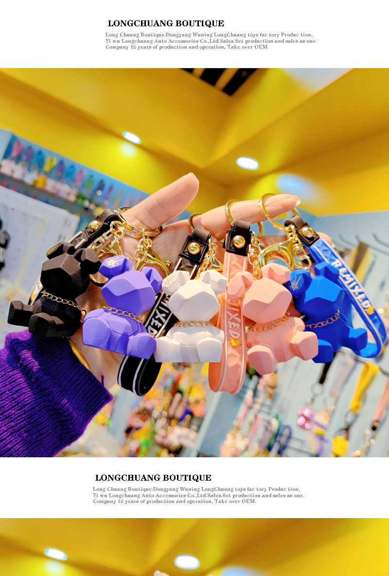 Resin Geometric Faceted Rabbit Keychain Cute Trendy Fashion Car Keychain Bag Pendant Wholesale
