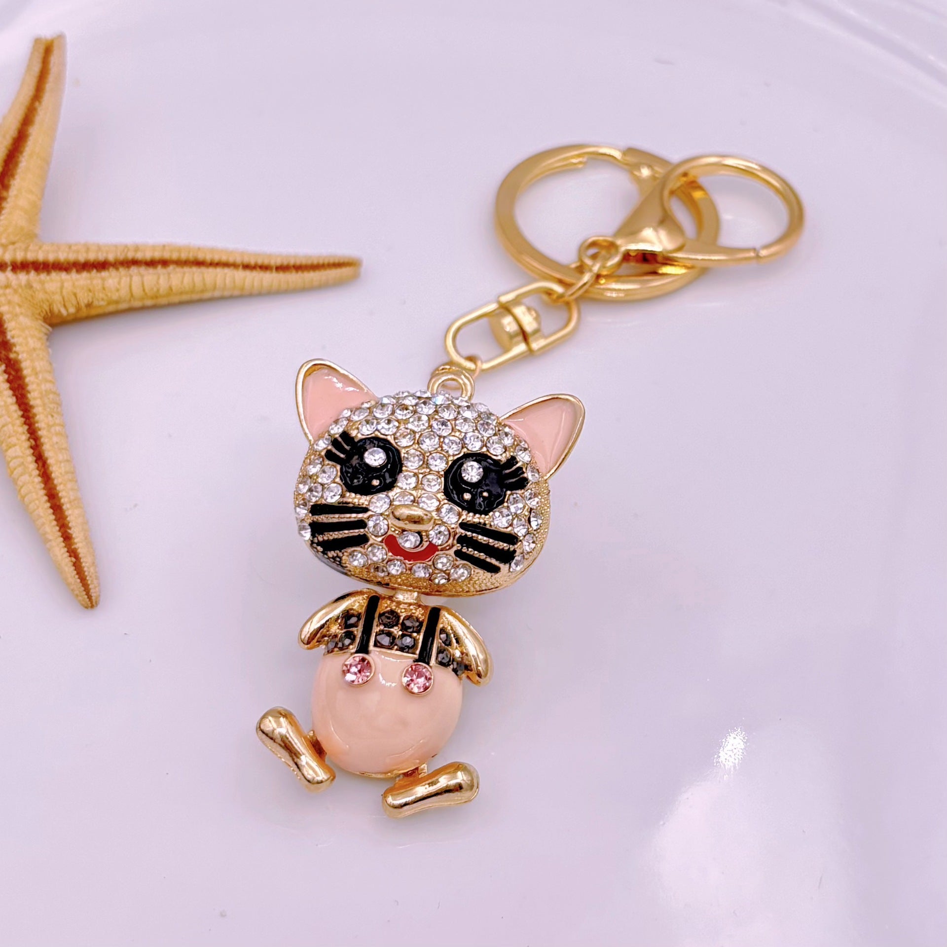 [Clearance specials] Cross-border European and American alloy diamond-encrusted cute animal keychain car pendant bag pendant