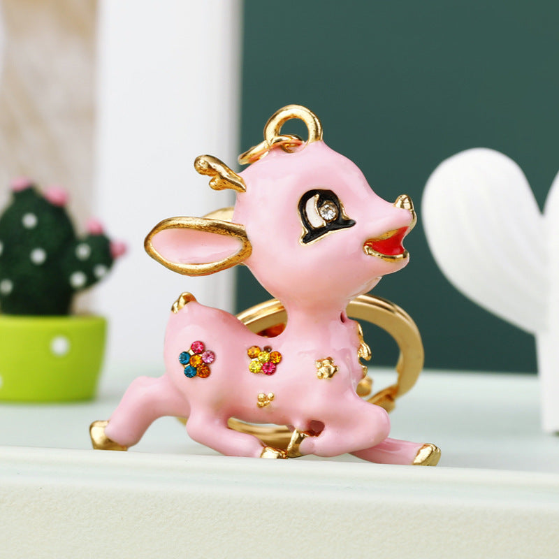 [Clearance specials] Cross-border European and American alloy diamond-encrusted cute animal keychain car pendant bag pendant