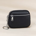 Genuine leather coin purse keychain mini first layer cowhide contrast color zipper small wallet women's coin storage coin purse