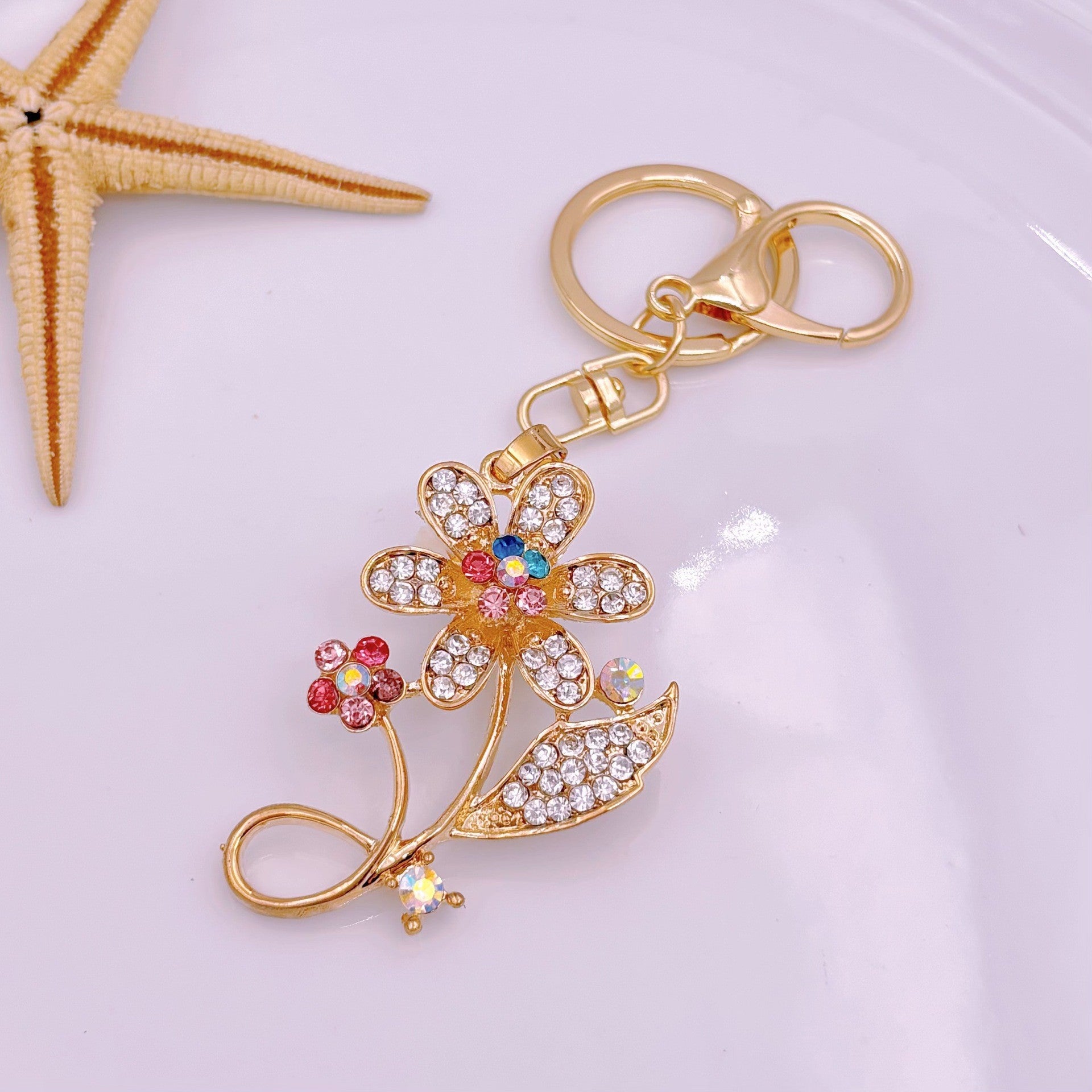 [Clearance specials] Cross-border European and American alloy diamond-encrusted cute animal keychain car pendant bag pendant