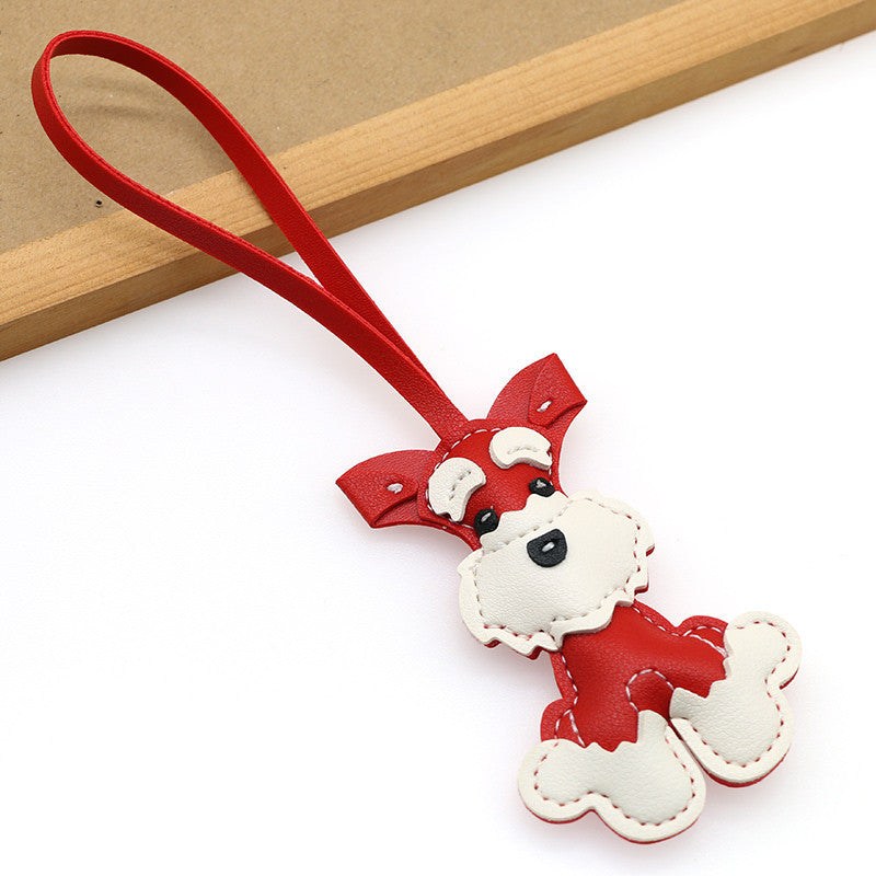 New Leather Schnauzer Bag Pendant, Cute Puppy Pendant, Niche Jewelry, Car Keychain, Girl Gift