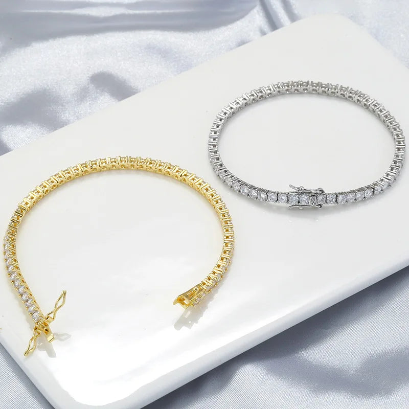 Factory Price Unisex Hip Hop Moissanite Tennis Chain for Women S925 Sterling Silver Gold Man Bracelet Hiphop Jewelry