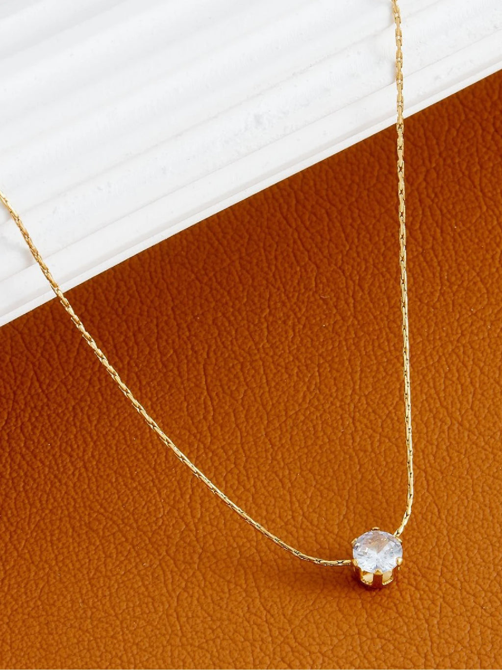 Gold Diamond Pendant Necklace  Plated Stainless Steel Jewelry Zircon Pendant Necklace for Women