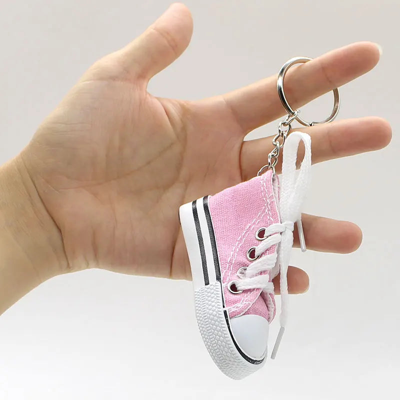 Mini High-top Canvas Shoes Keychains Women Creative Bag Hanging Sneaker Key Ring Car Key Holder Students Fun Gifts Accessories