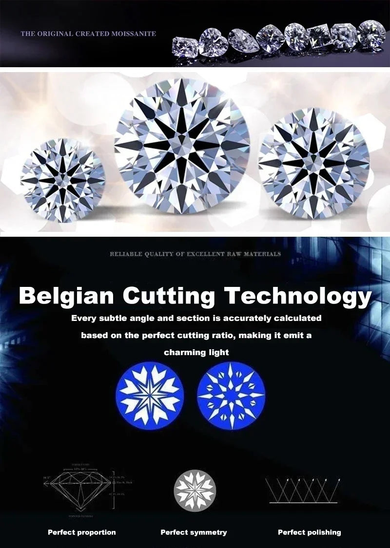 Modern Hoop Earrings for Women Real D Color Moissanite Dangle Huggie Drop Earrings Silver 925 Original Wedding Jewelry for Girl