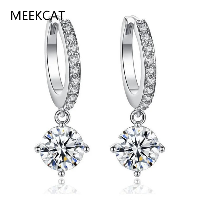 Brilliant 1CT Moissanite Diamond Hoop Earrings For Women Gift Real 925 Sterling Silver Top Quality Fine Jewelry Huggies Aretes