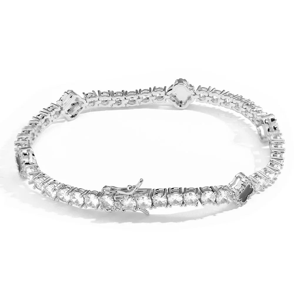 NY Fashion Design Dainty Tennis Chain Gold/Silver Plated Zircon Bracelet Luxury Hip Hop Jewelry for Men Women party Gift