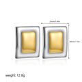 Retro Mixed Gold And Silver Square Earrings Women's Gold Plated Stainless Steel Geometric Waterproof Jewelry