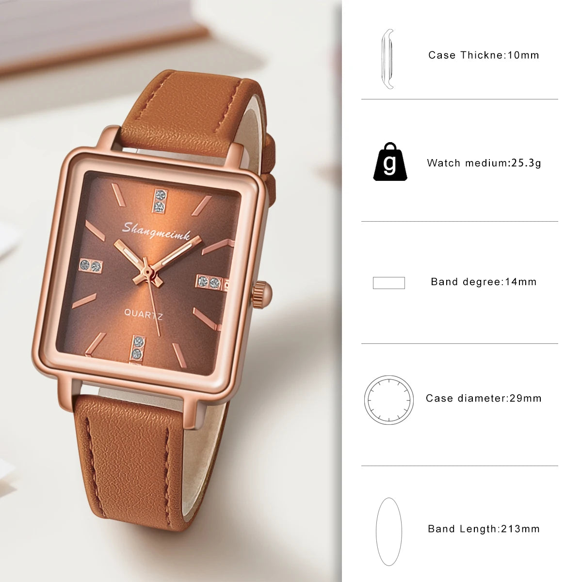 Fashionable Luxury Elegant Minimalist Women's PU Leather Quartz Wrist watch Student Business Gift