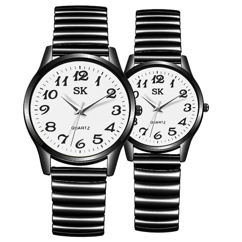 New Fashion Personality Style Women Watch Casual Quartz Watch Elastic Elastic Band Classic Digital Scale Wristwatches Men Watch