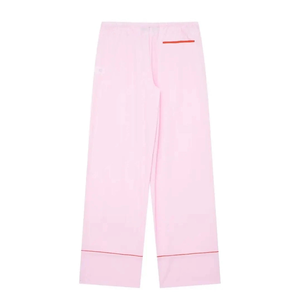 2024 Spring Woman Sets Lapel Long Sleeves Single Breasted Shirt Top +Mid Elastic Waist Lace-Up Female Wide Leg Long Pant