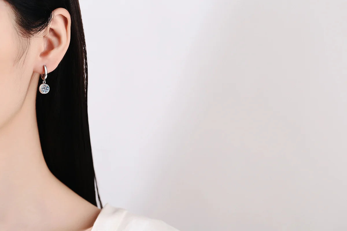 Modern Hoop Earrings for Women Real D Color Moissanite Dangle Huggie Drop Earrings Silver 925 Original Wedding Jewelry for Girl