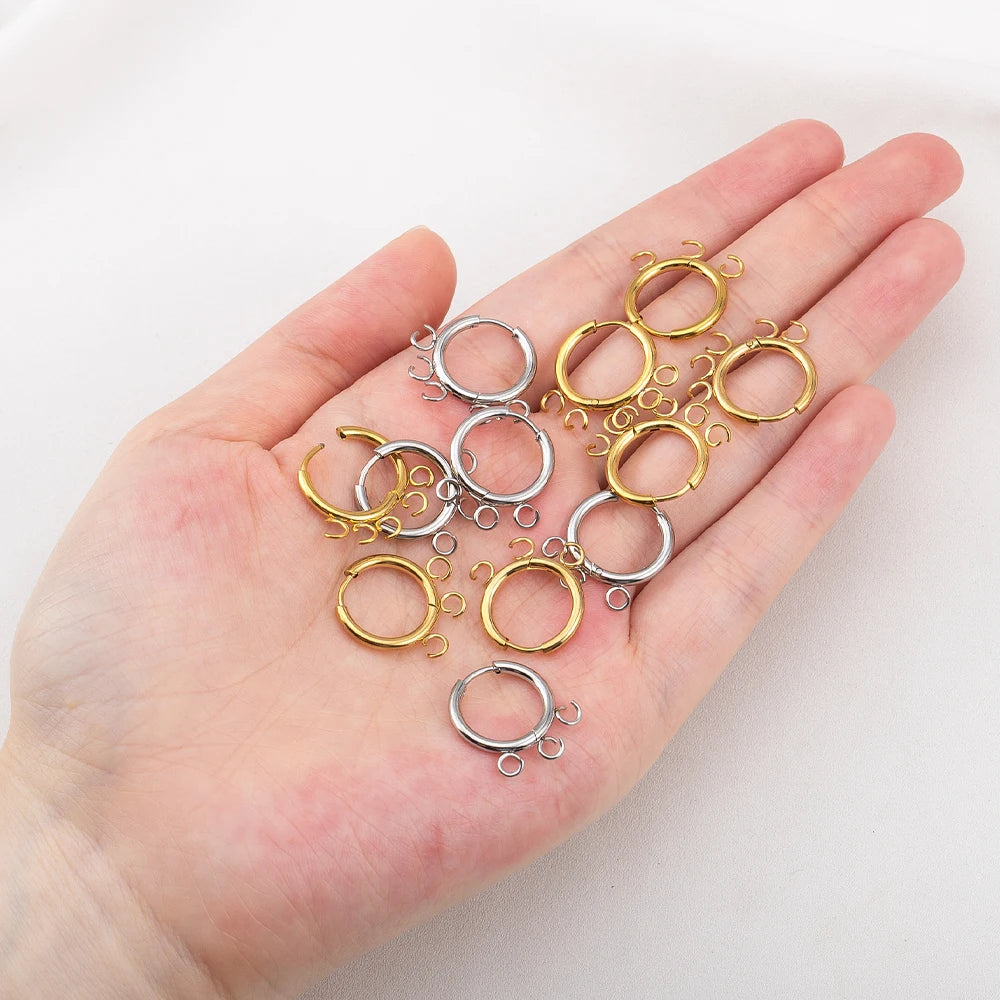 2pcs 6pcs Stainless Steel Huggie Earring Hooks with Loop Round Ear Post with Open Jump Ring for DIYgold Jewelry Making Supplies