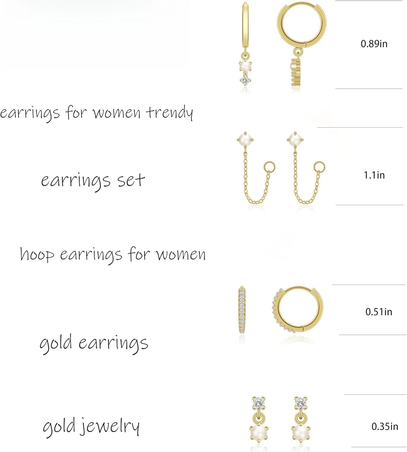 Women 14k Gold Plated Pearl Hoop Earrings Dainty Huggie Stacks, Hypoallergenic Cute Cartilage Studs, Trendy Fashion Jewelry