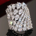 Huitan Luxury Geometric Women Ring Full Sparkling Round/Pear CZ Party Accessories Trendy Lady Noble Wedding Chic Jewelry Gift