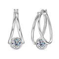 IOGOU S925 Sterling Silver Split Huggie Earrings Women Engagement Earring D0.5CT 5MM Solitaire Moissanite Diamond Hoop Earrings