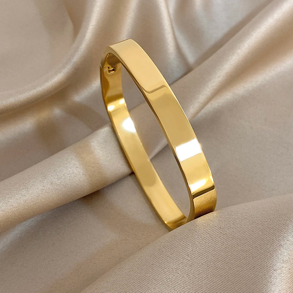 Greatera 5/8mm Wide Bracelet Square Adjustable Delicacy Original Design Stainless Steel Popular Men Women's Bangle Jewelry Gift