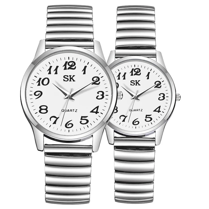 New Fashion Personality Style Women Watch Casual Quartz Watch Elastic Elastic Band Classic Digital Scale Wristwatches Men Watch