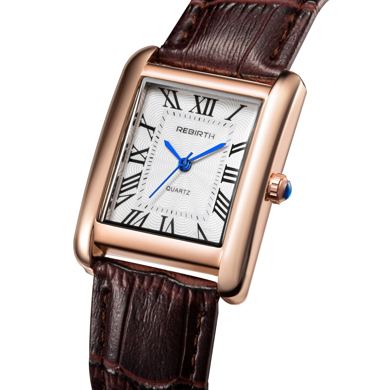 REBIRTH 002 Elegant Women's Quartz Watch Simple Square Dial Leather Strap Waterproof Women's Business Watches relojes de mujer
