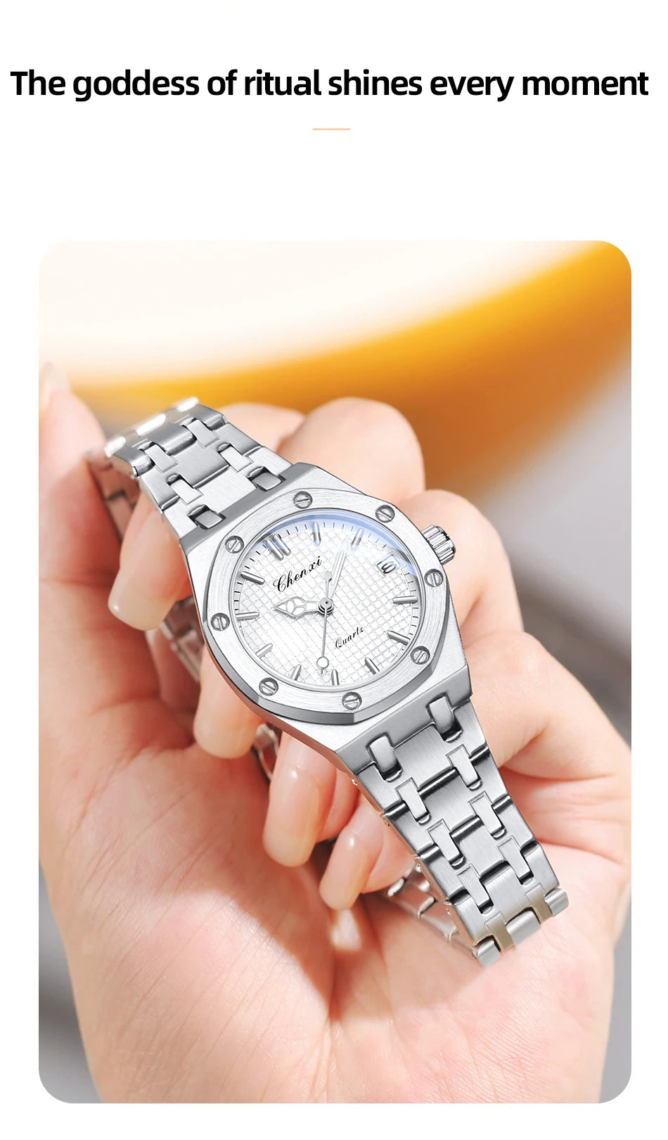 CHENXI Solid Steel Strip Women's Watches Ladies Casual Fashion Small Grid Dial Quartz Wristwatch for Girl Waterproof Luminous