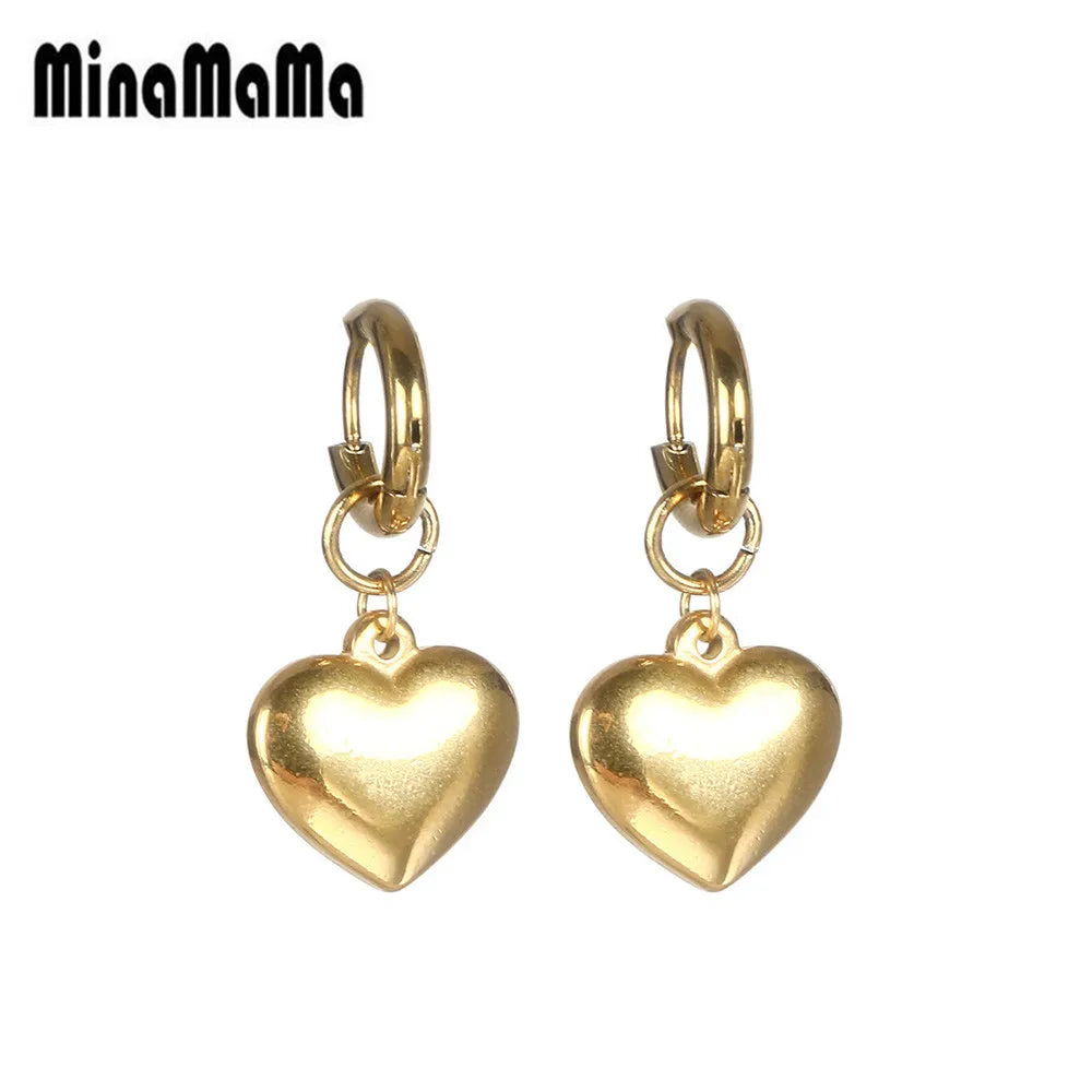 New Style Stainless Steel Heart Drop Huggie Earrings For Women Girlfriend Earrings Jewelry Valentine's Day Gifts