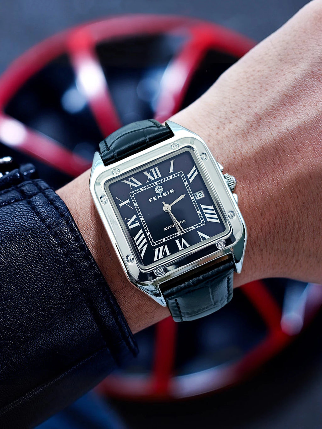 High-End Business Casual Men's Quartz Watch, Square Dial, Waterproof with Calendar Display, Leather Strap, European and American Style, Fashionable, Simple, Versatile and Handsome Men's Watch, Suitable for Various Occasions,