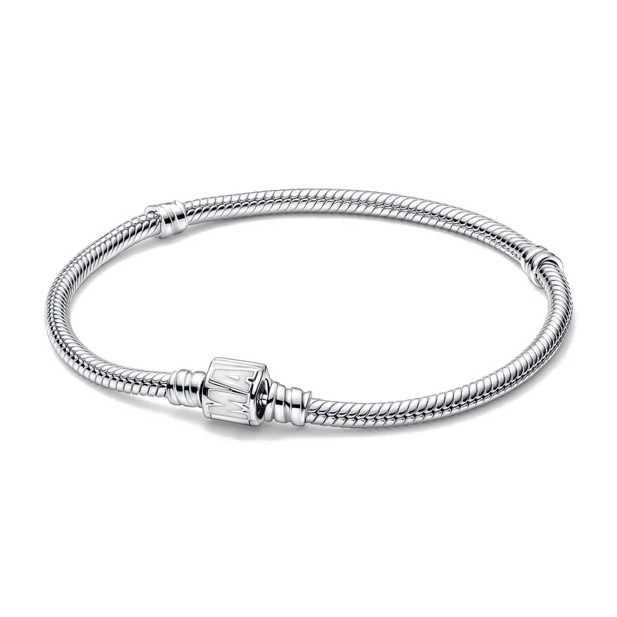 925 Silver original 17-21CM Pearl Heart-Shaped Hard Ring Square Buckle Round Bracelet Fit for DIY Mini Birthday Jewelry Gifts