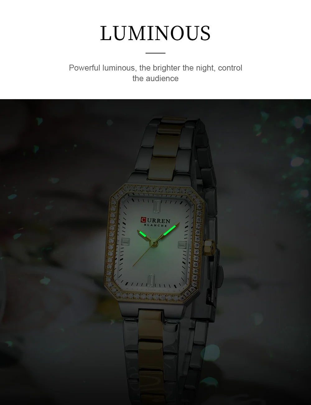 CURREN 9102 Women's Small Square Quartz Watch Waterproof Diamond Women's Watch