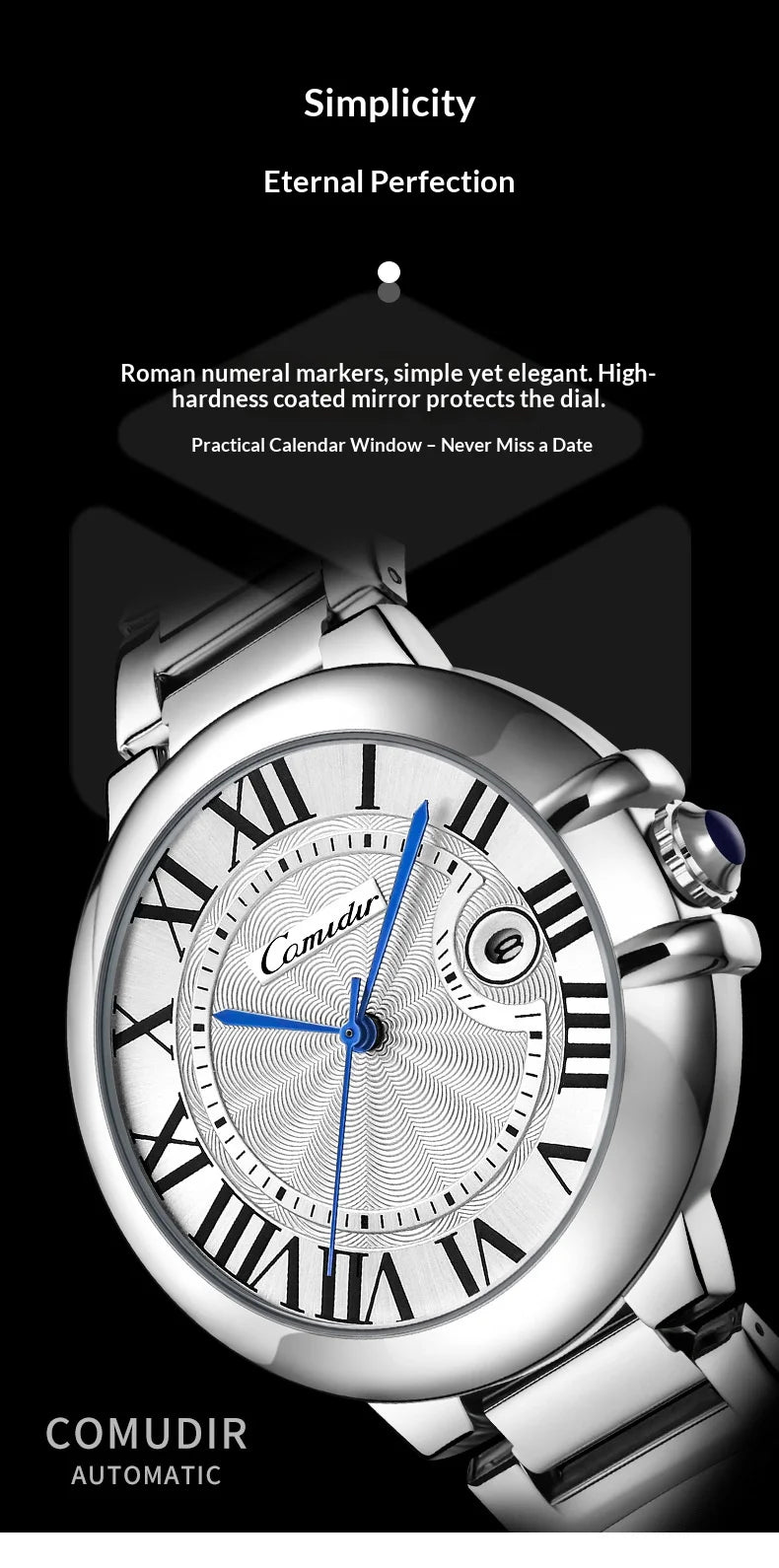Blue Balloon Men's Watch Men's Waterproof Fashion Business Quartz Mens Warches Roman Numeral