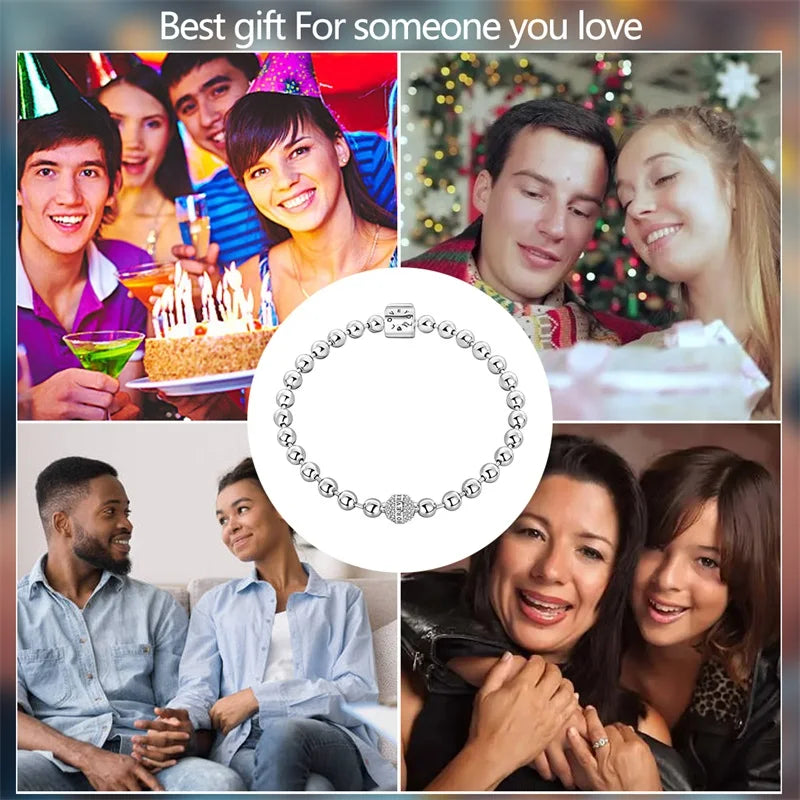 Original 17-20CM 925 Sterling Silver Classic Love Forever Bead Bracelet For Women Fine Anniversary Jewelry