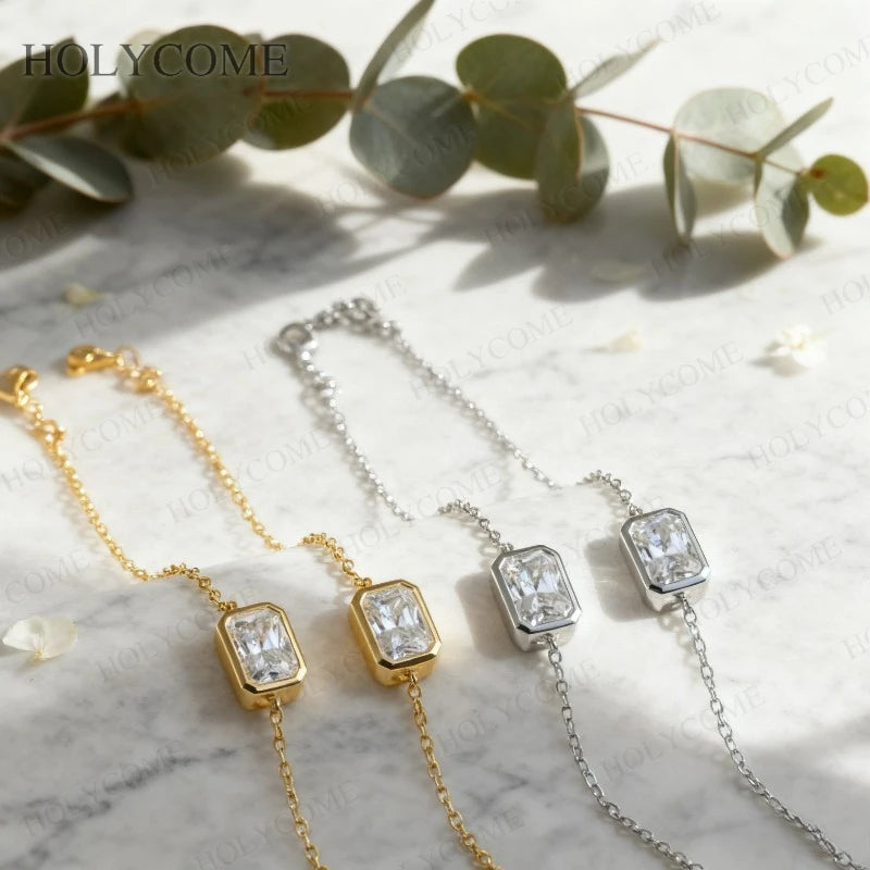 Dainty Custom Bracelet Moissanite Multishapes 1CT-2CT D Color Minimalist Jewelry for Daily Wear Christmas Special Occasions