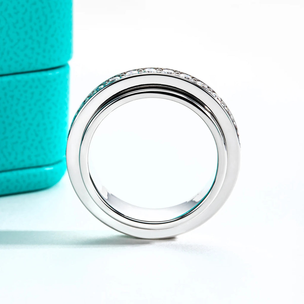 AnuJewel Moissanite Spinner Eternity Band Rings 14k Gold Plated Fidget Spinners Wedding Band Ring Unzip Jewelry Gifts Wholesale