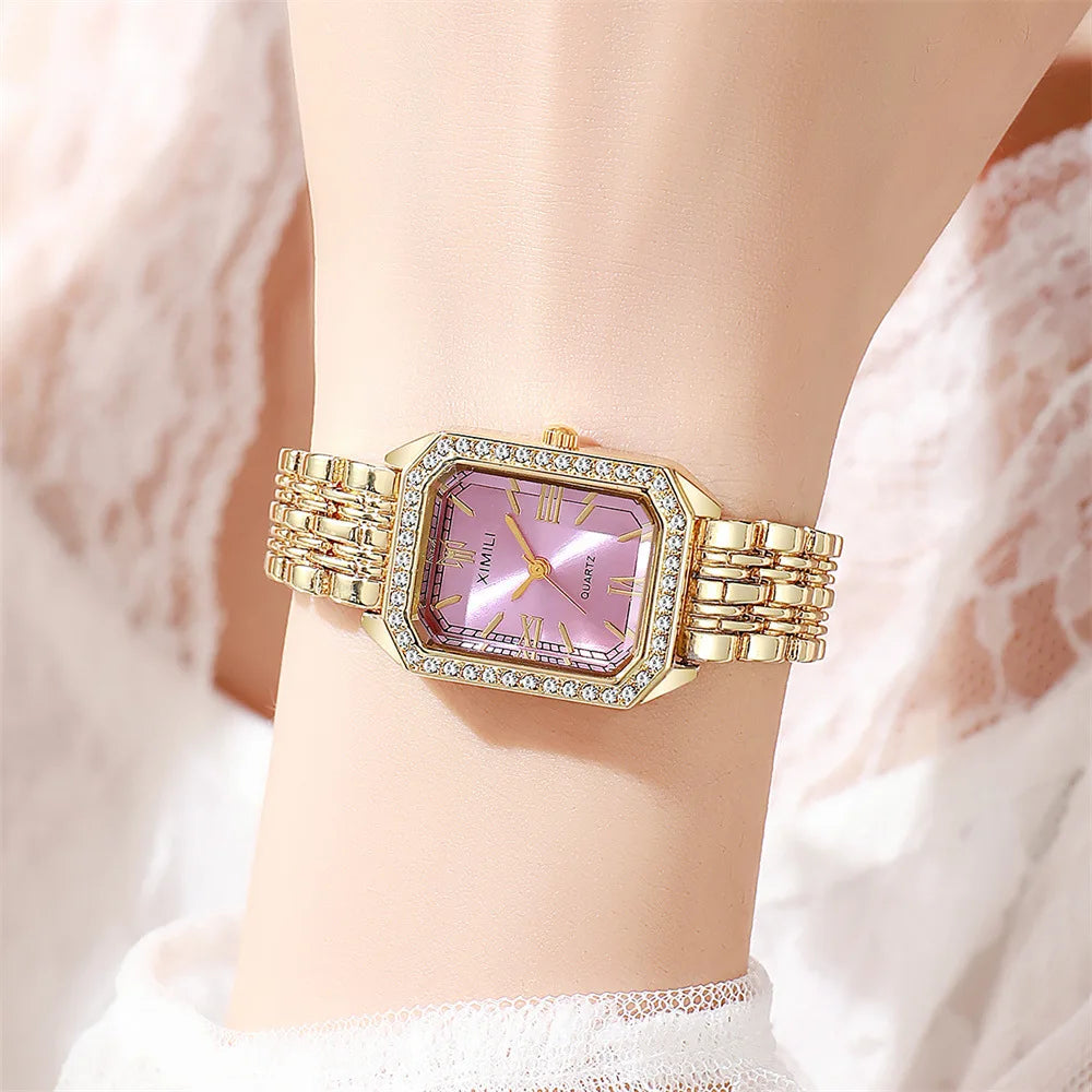 Top Brand Watch Women Business Simple Diamond Gold Watches Casual Female Student Fashion Quartz Clock Wristwatches
