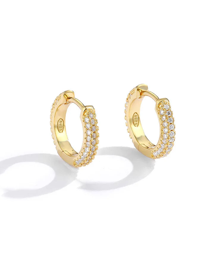 EUREKA Moissanite Hoop Earrings for Women 18K Real Gold Plated Sterling Silver Hypoallergenic Lab Created Diamond Huggie Earring