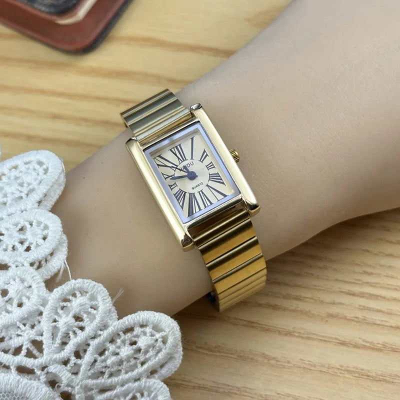 Vintage Small Gold Watch for Women Luxury Rectangular Watch Classic Quartz Women's Wristwatch Dropshipping Relojes Para Mujer