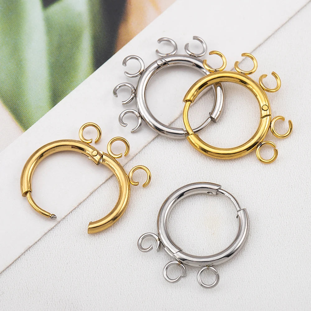 2pcs 6pcs Stainless Steel Huggie Earring Hooks with Loop Round Ear Post with Open Jump Ring for DIYgold Jewelry Making Supplies