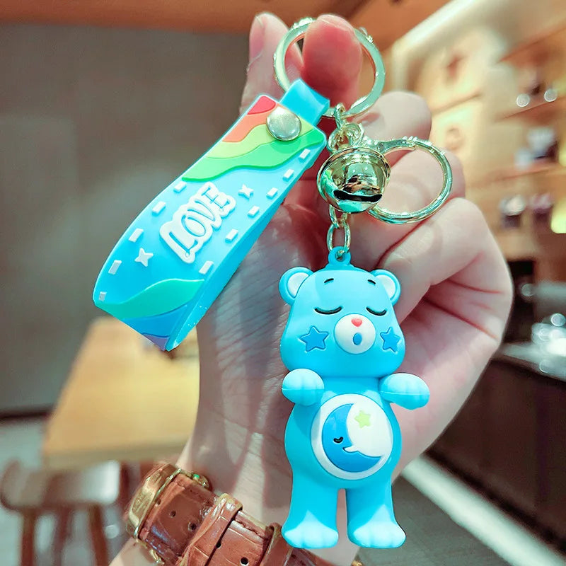 Care Bears Keychains Kawaii Cartoon Character Key Chain Cute Car Keyring Kids Girls Backpack Pendant Children Birthday Gifts