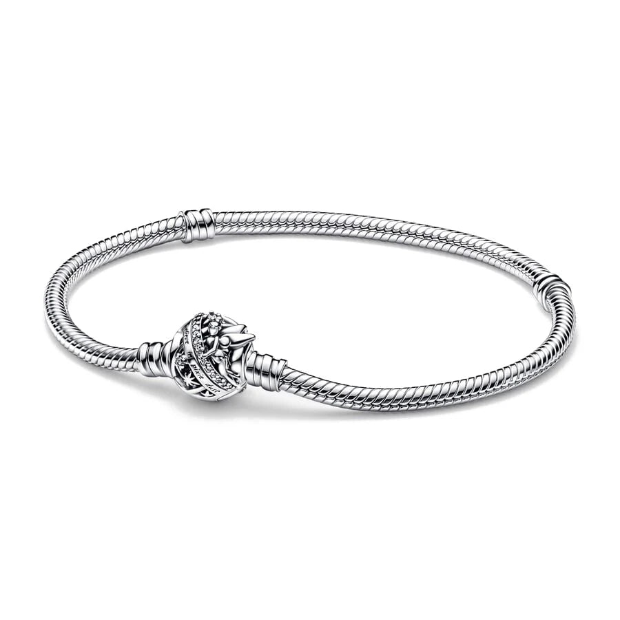 925 Silver original 17-21CM Pearl Heart-Shaped Hard Ring Square Buckle Round Bracelet Fit for DIY Mini Birthday Jewelry Gifts