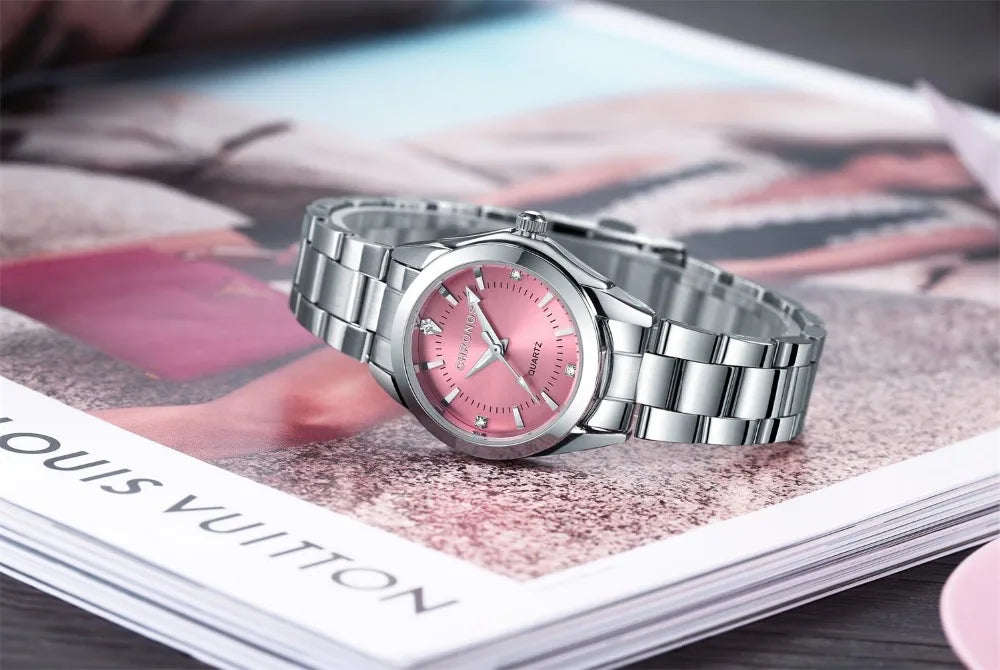 CHRONOS Elegant Women Watches Luxury Ladies Fashion Girls Wristwatch Quartz Movement Stainless Steel Gift for Female Girlfriend